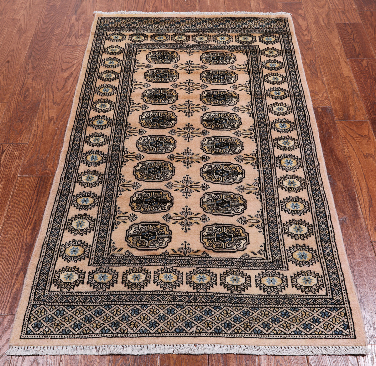 Ivory Bokhara Hand Knotted Wool Rug - 3' 1" X 5' 3"