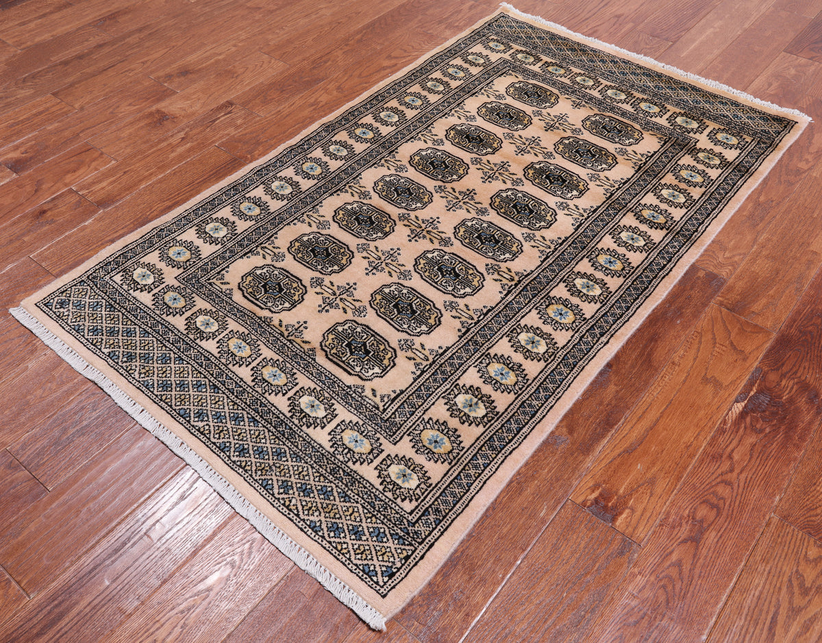 Ivory Bokhara Hand Knotted Wool Rug - 3' 1" X 5' 3"