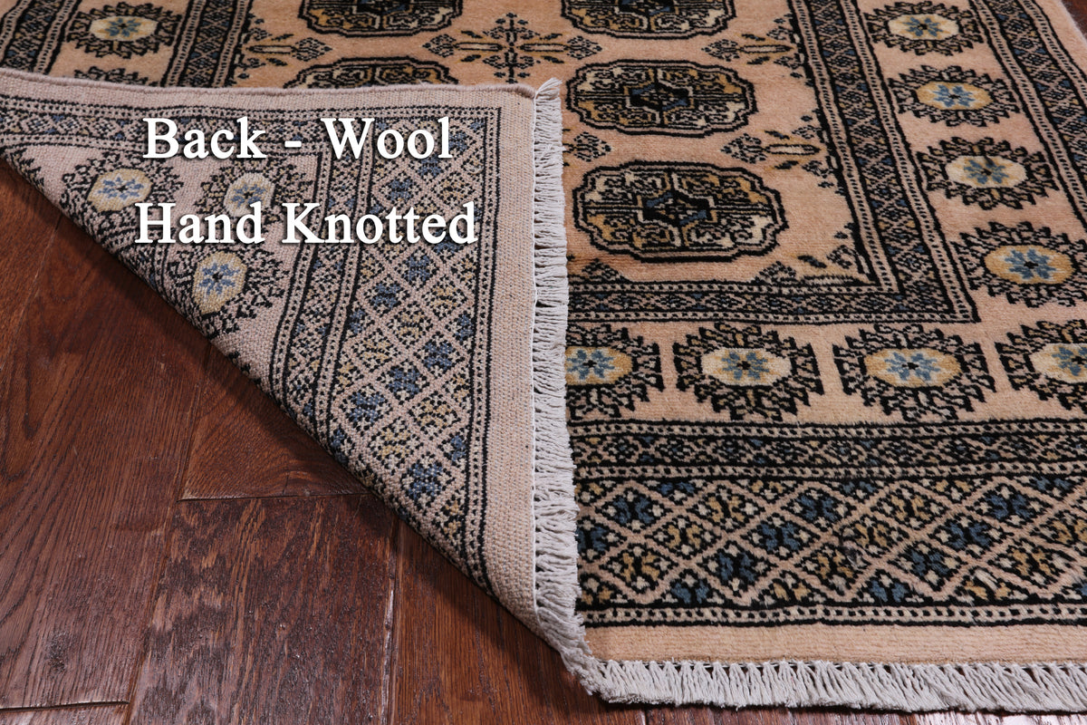 Ivory Bokhara Hand Knotted Wool Rug - 3' 1" X 5' 3"