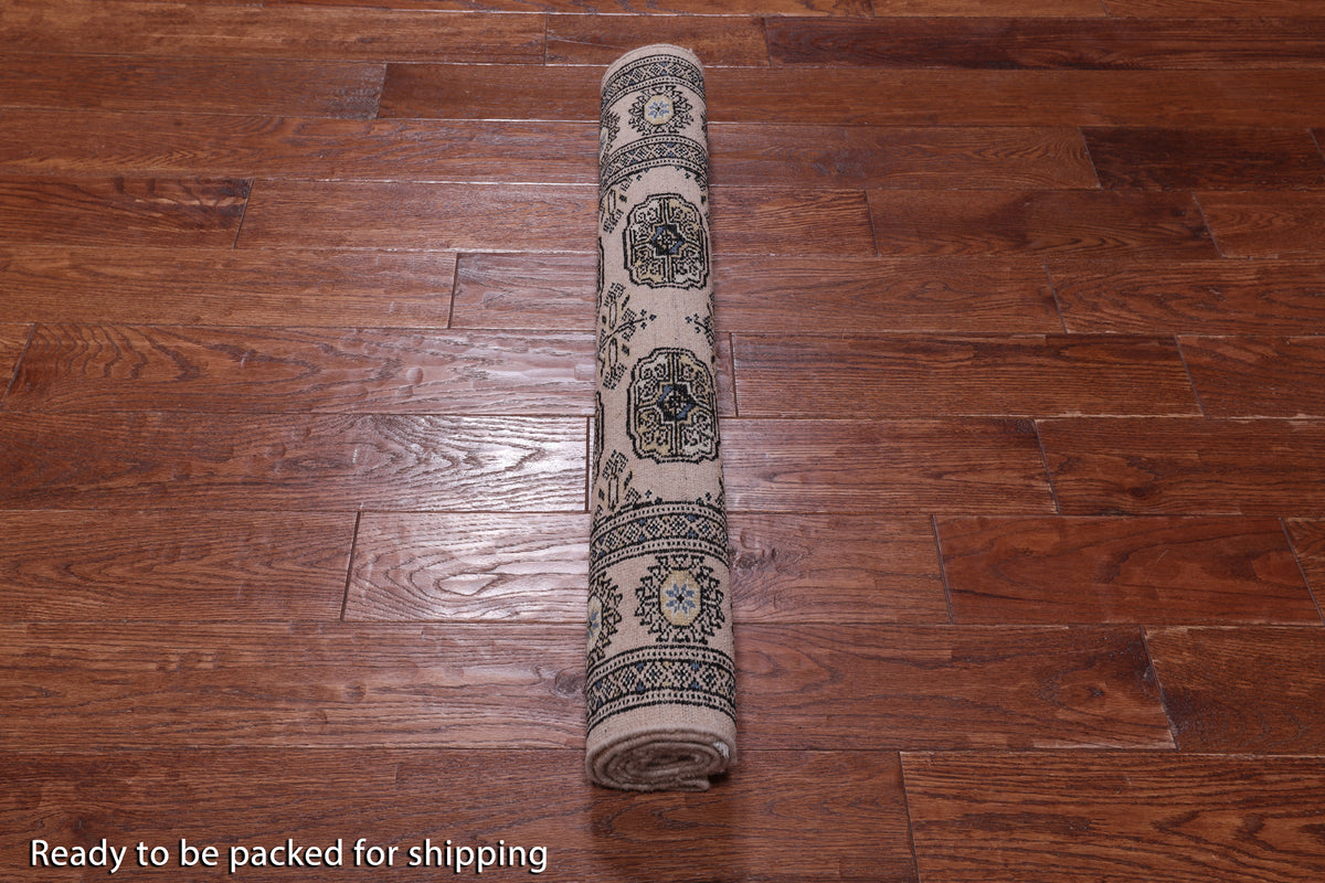 Ivory Bokhara Hand Knotted Wool Rug - 3' 1" X 5' 3"