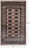 Ivory Bokhara Hand Knotted Wool Rug - 3' 1" X 5' 3"