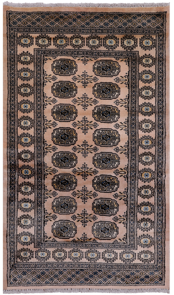 Ivory Bokhara Hand Knotted Wool Rug - 3' 1" X 5' 3"