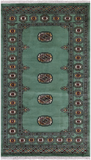 Green Bokhara Hand-Knotted Wool Rug - 2' 11" X 5' 0"
