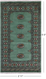 Green Bokhara Hand-Knotted Wool Rug - 2' 11" X 5' 0"