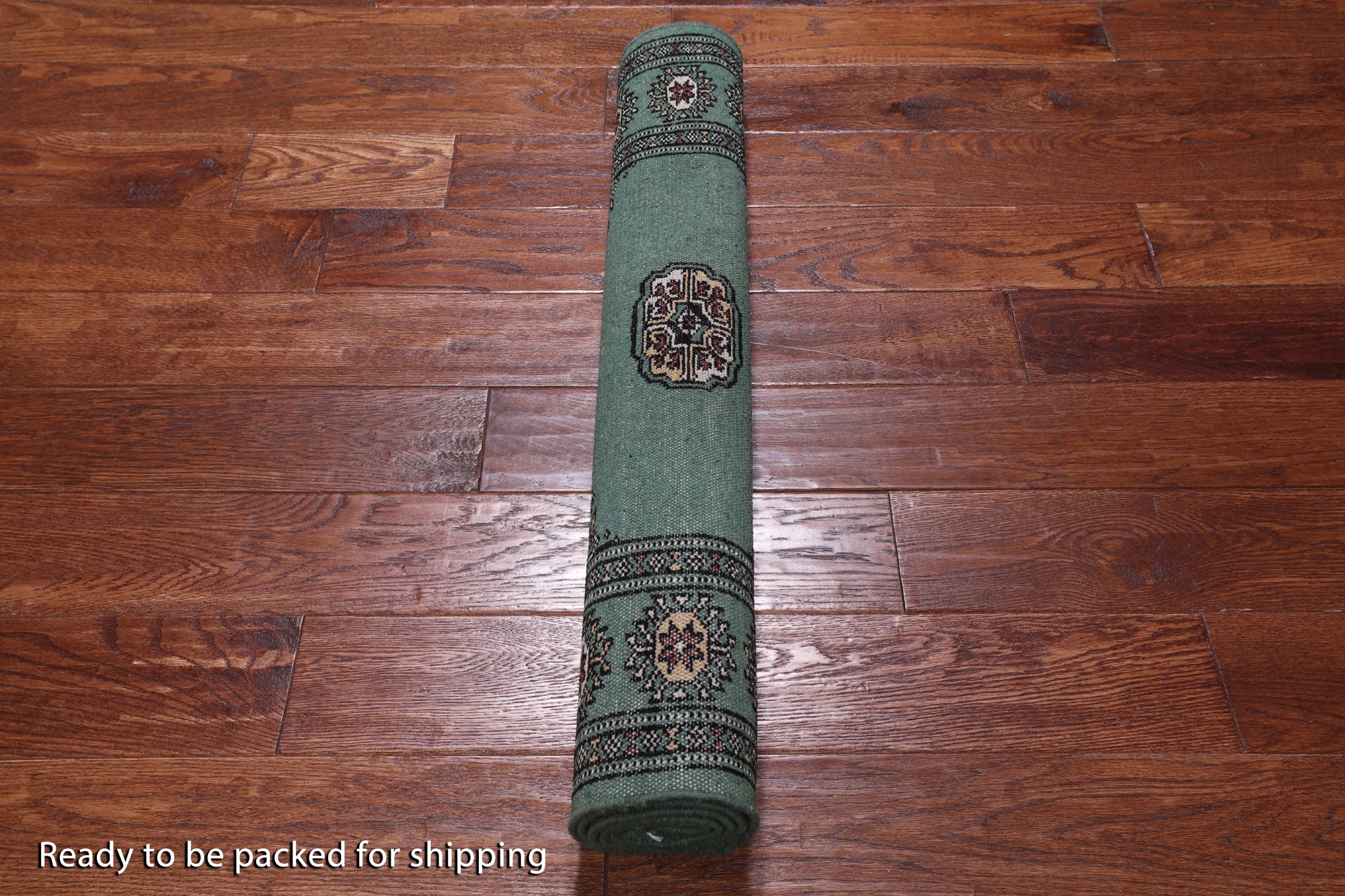 Green Bokhara Hand-Knotted Wool Rug - 2' 11" X 5' 0"
