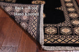Black Bokhara Hand-Knotted Wool Rug - 3' 0" X 5' 0"
