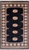 Black Bokhara Hand-Knotted Wool Rug - 3' 0" X 5' 0"