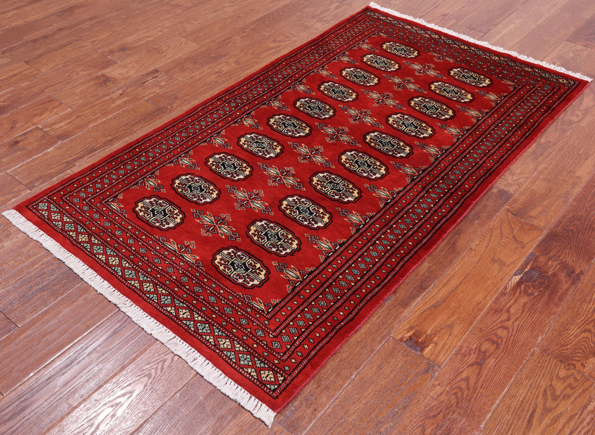Red Bokhara Hand-Knotted Wool Rug - 3' 0" X 5' 4"