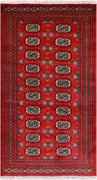 Red Bokhara Hand-Knotted Wool Rug - 3' 0" X 5' 4"