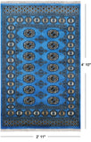 Blue Bokhara Handmade Wool Rug - 2' 11" X 4' 10"