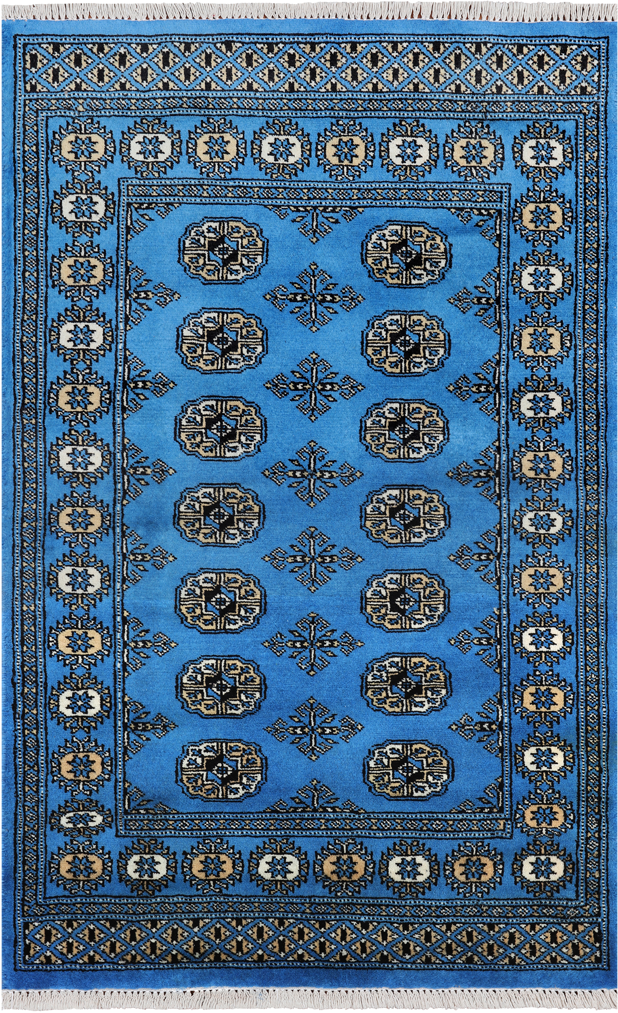 Blue Bokhara Handmade Wool Rug - 2' 11" X 4' 10"