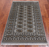 Grey Bokhara Hand Knotted Wool Rug - 3' 1" X 5' 4"