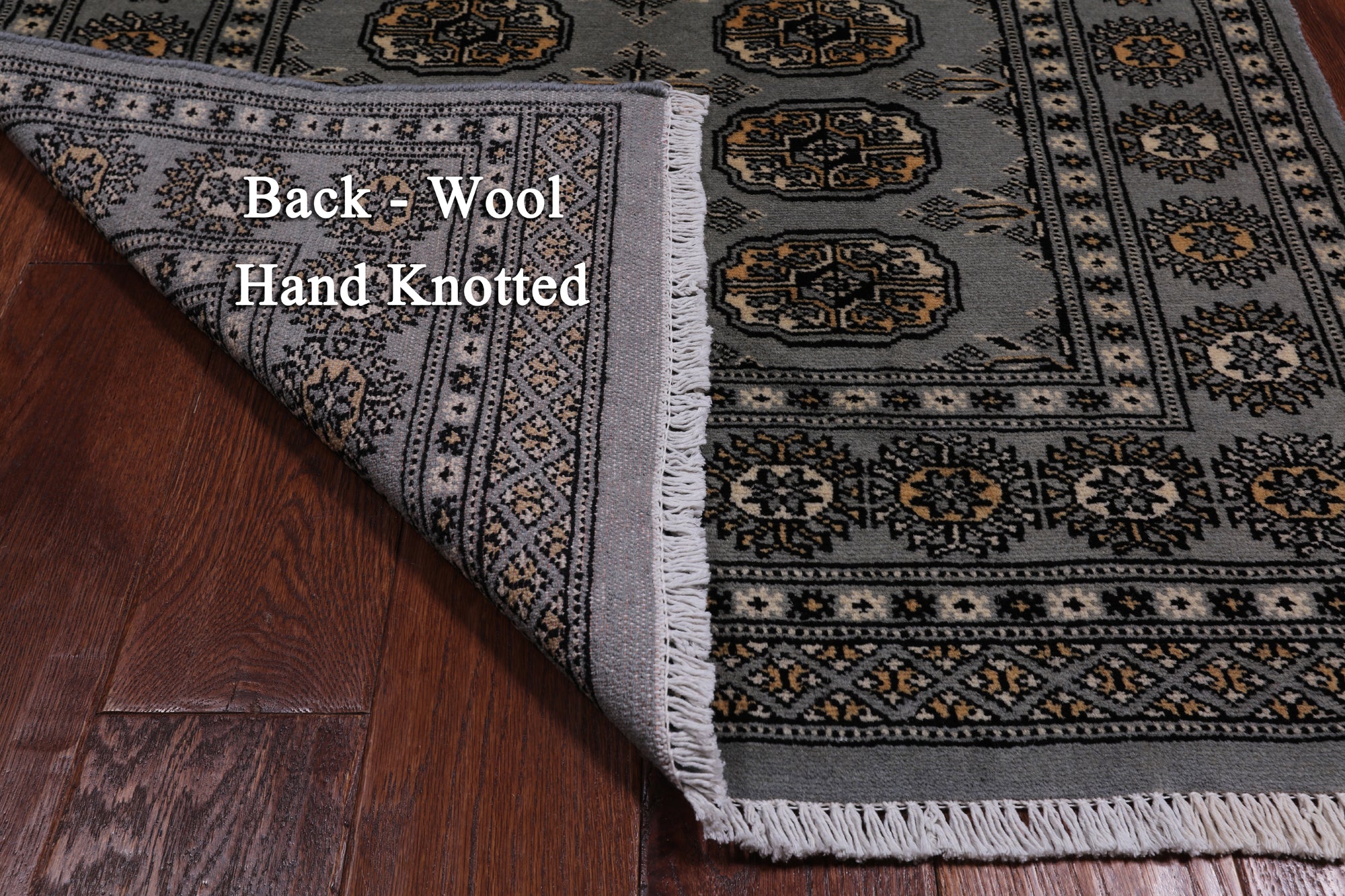 Grey Bokhara Hand Knotted Wool Rug - 3' 1" X 5' 4"