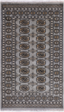 Grey Bokhara Hand Knotted Wool Rug - 3' 1" X 5' 4"