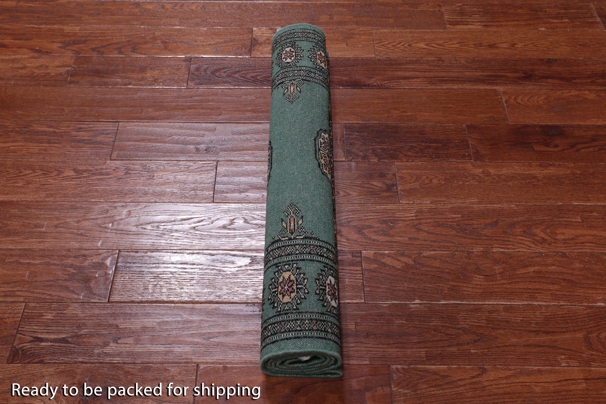 Green Bokhara Handmade Wool Rug - 2' 11" X 4' 10"