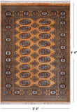 Gold Bokhara Handmade Wool Rug - 3' 0" X 4' 4"