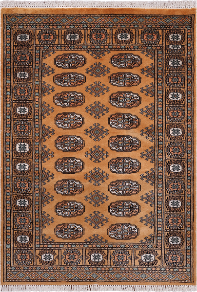 Gold Bokhara Handmade Wool Rug - 3' 0" X 4' 4"