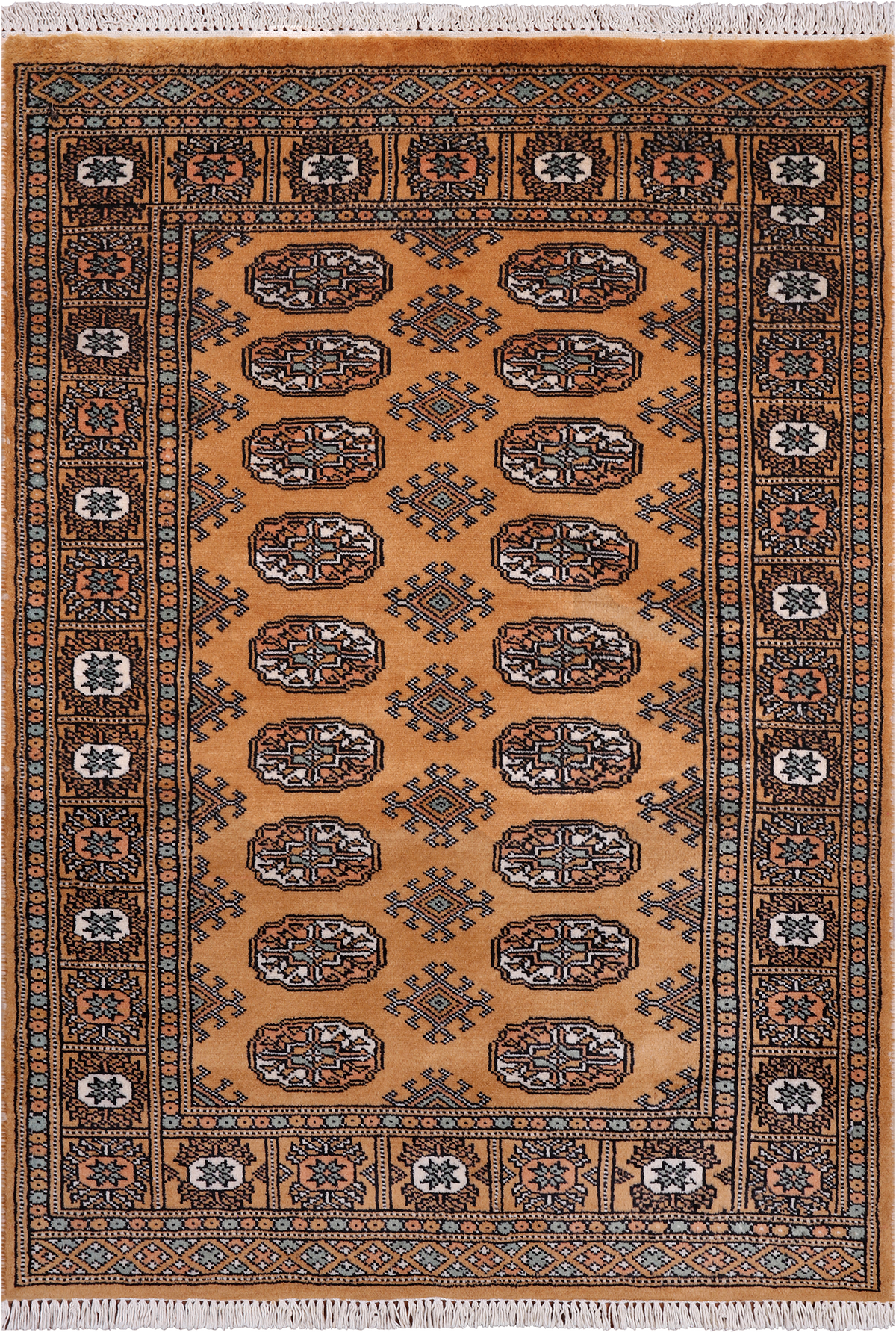 Gold Bokhara Handmade Wool Rug - 3' 0" X 4' 4"
