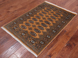 Gold Bokhara Handmade Wool Rug - 3' 0" X 4' 4"