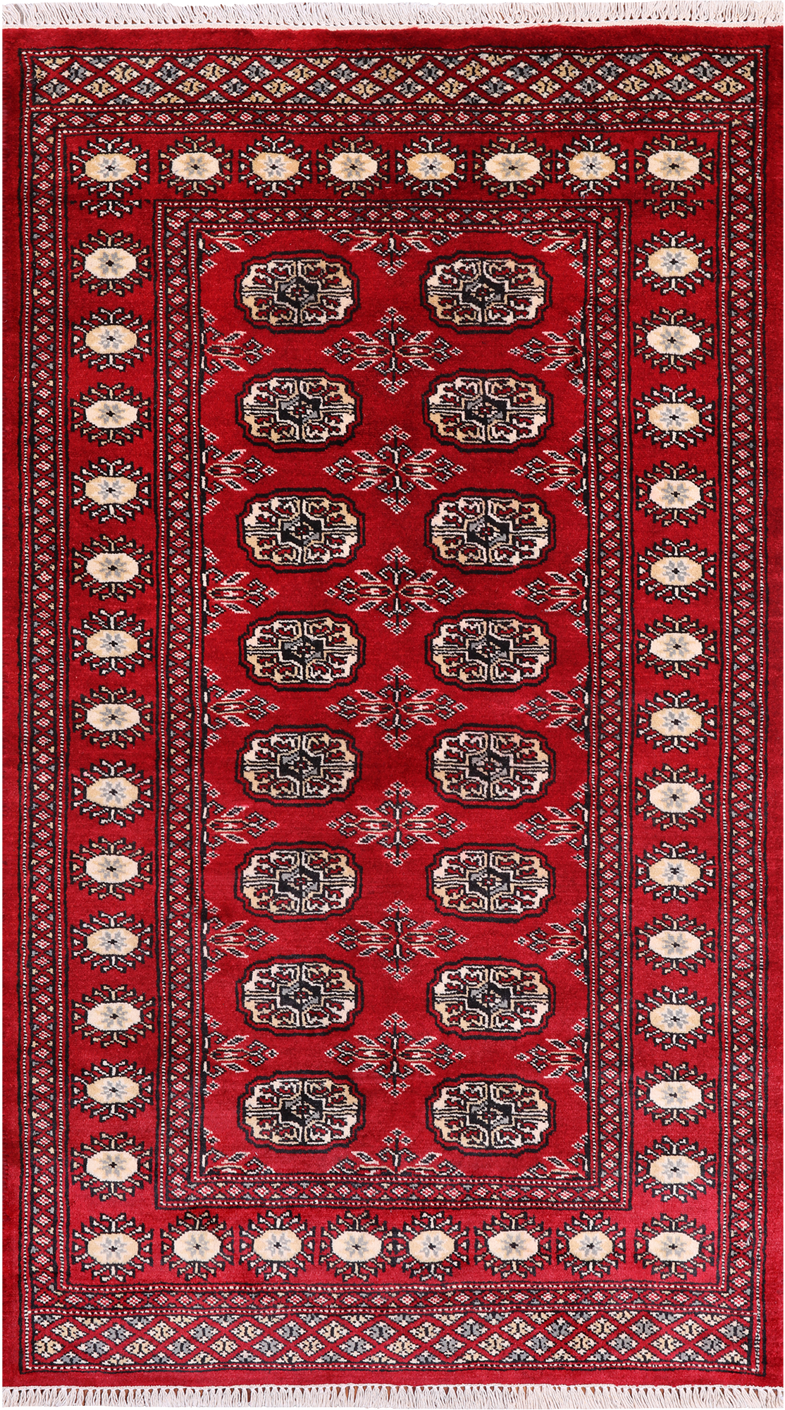 Red Bokhara Hand Knotted Wool Rug - 3' 1" X 5' 5"