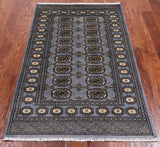 Grey Bokhara Hand Knotted Wool Rug - 3' 1" X 5' 2"