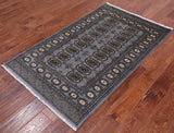 Grey Bokhara Hand Knotted Wool Rug - 3' 1" X 5' 2"