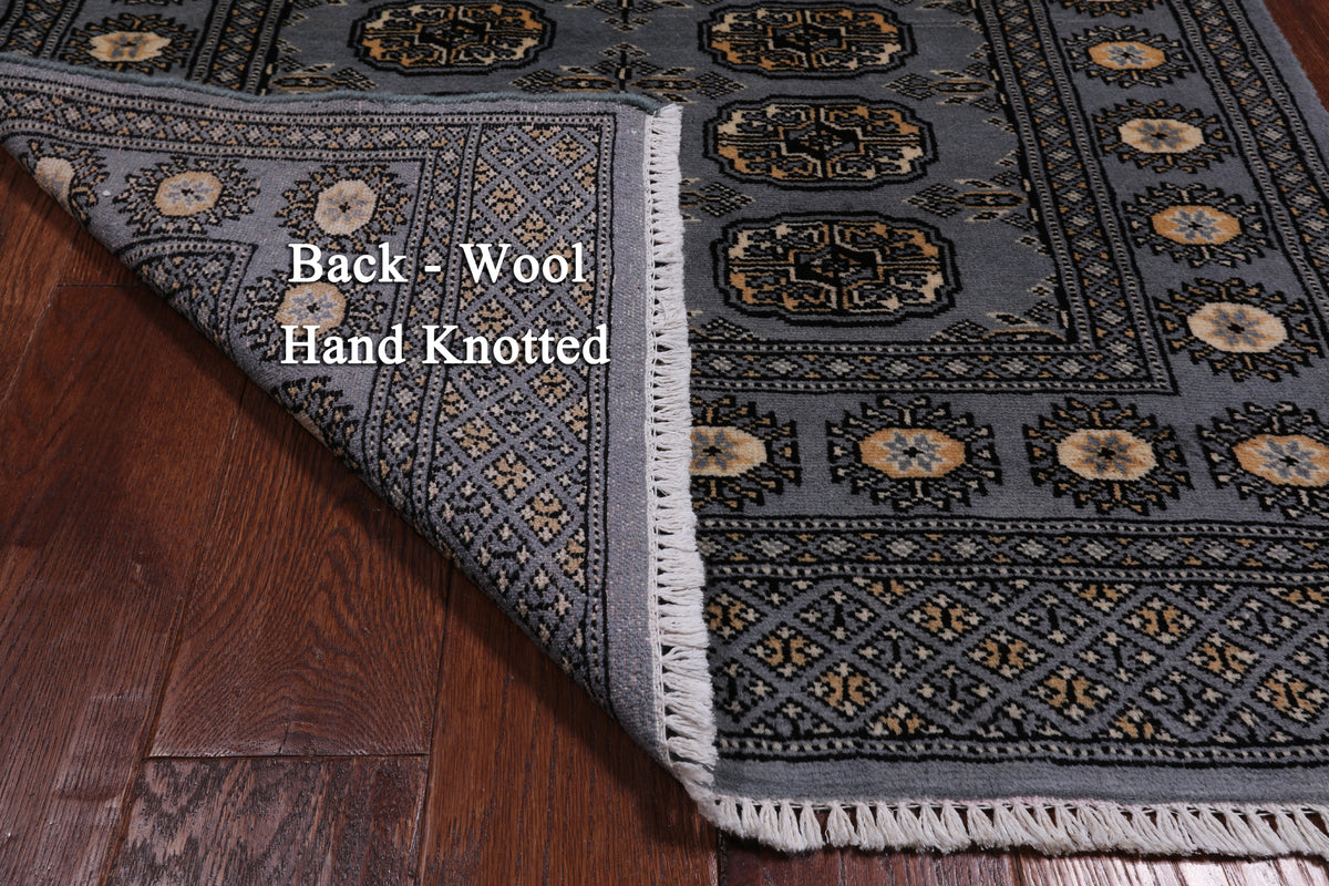 Grey Bokhara Hand Knotted Wool Rug - 3' 1" X 5' 2"