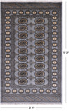 Grey Bokhara Hand Knotted Wool Rug - 3' 1" X 5' 2"