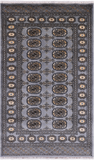 Grey Bokhara Hand Knotted Wool Rug - 3' 1" X 5' 2"
