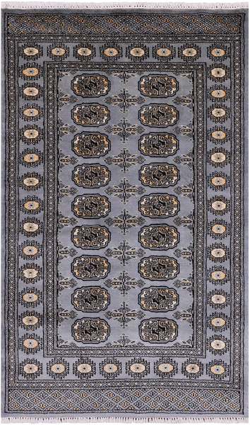 Grey Bokhara Hand Knotted Wool Rug - 3' 1" X 5' 2"