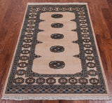 Ivory Bokhara Hand Knotted Wool Rug - 3' 0" X 4' 11"