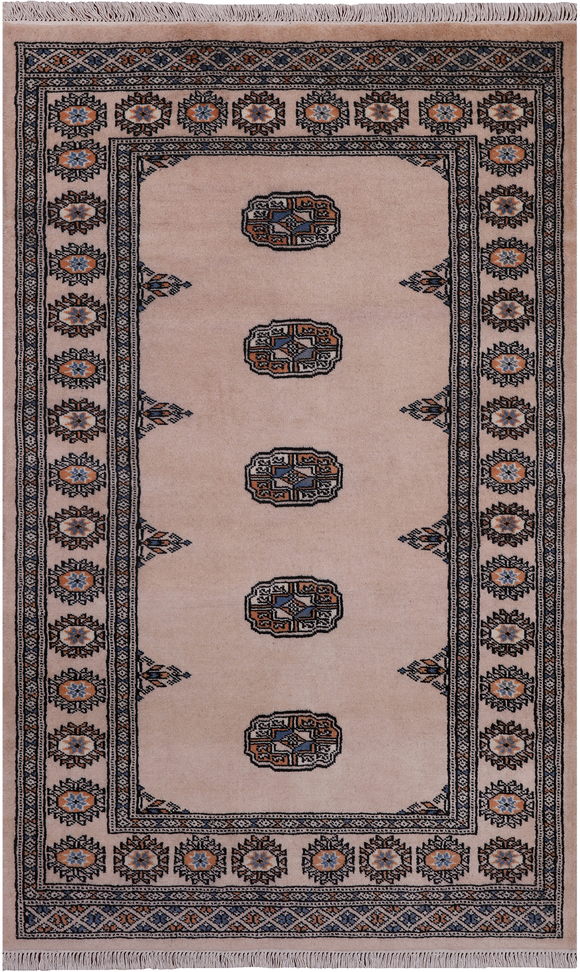 Ivory Bokhara Hand Knotted Wool Rug - 3' 0" X 4' 11"