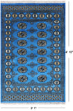 Blue Bokhara Hand-Knotted Wool Rug - 3' 1" X 4' 10"
