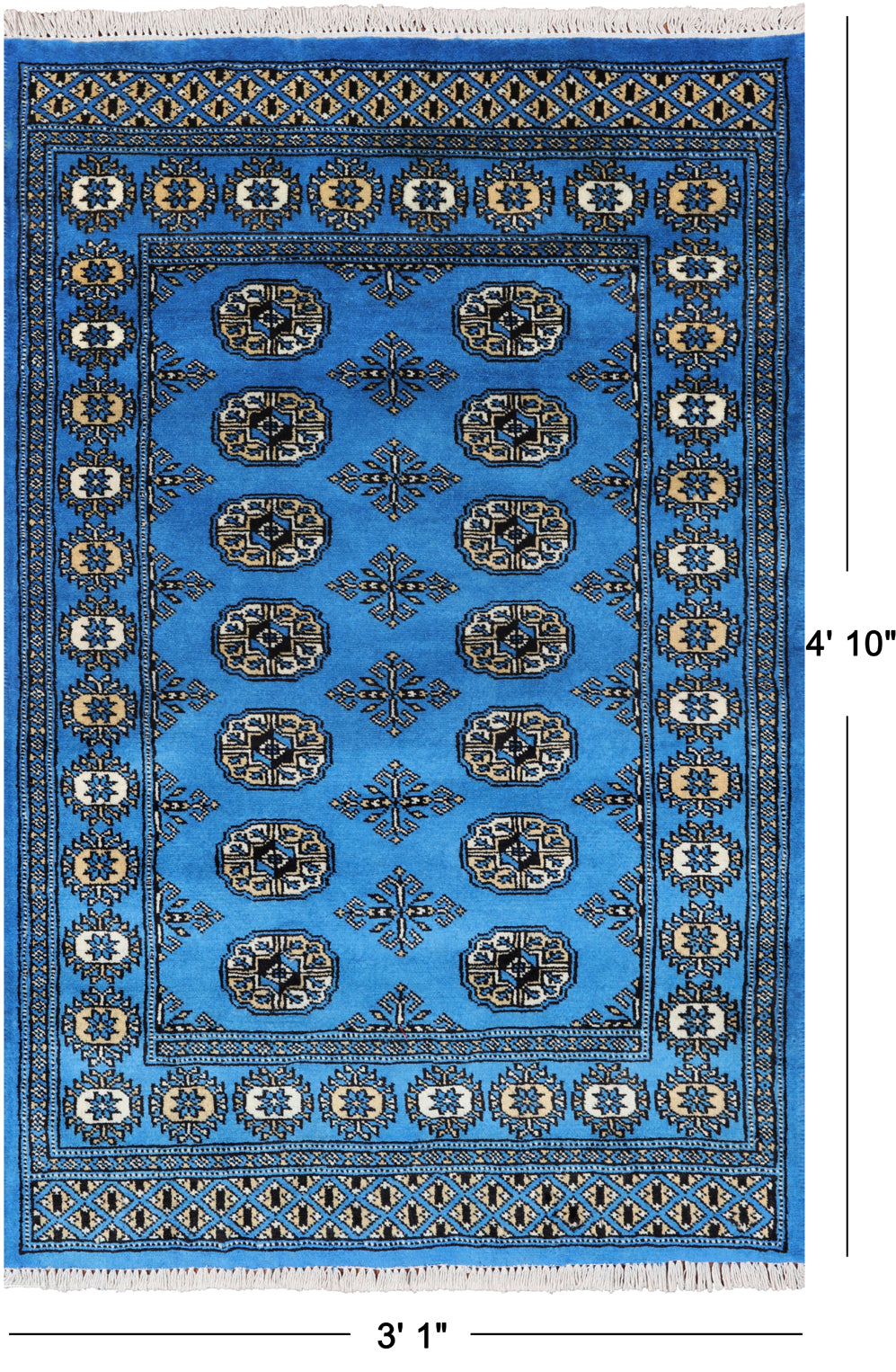 Blue Bokhara Hand-Knotted Wool Rug - 3' 1" X 4' 10"