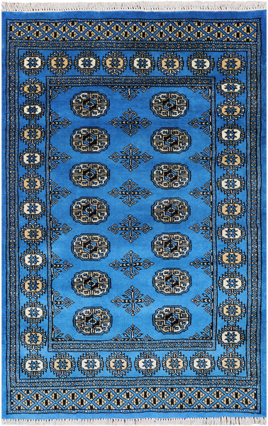 Blue Bokhara Hand-Knotted Wool Rug - 3' 1" X 4' 10"