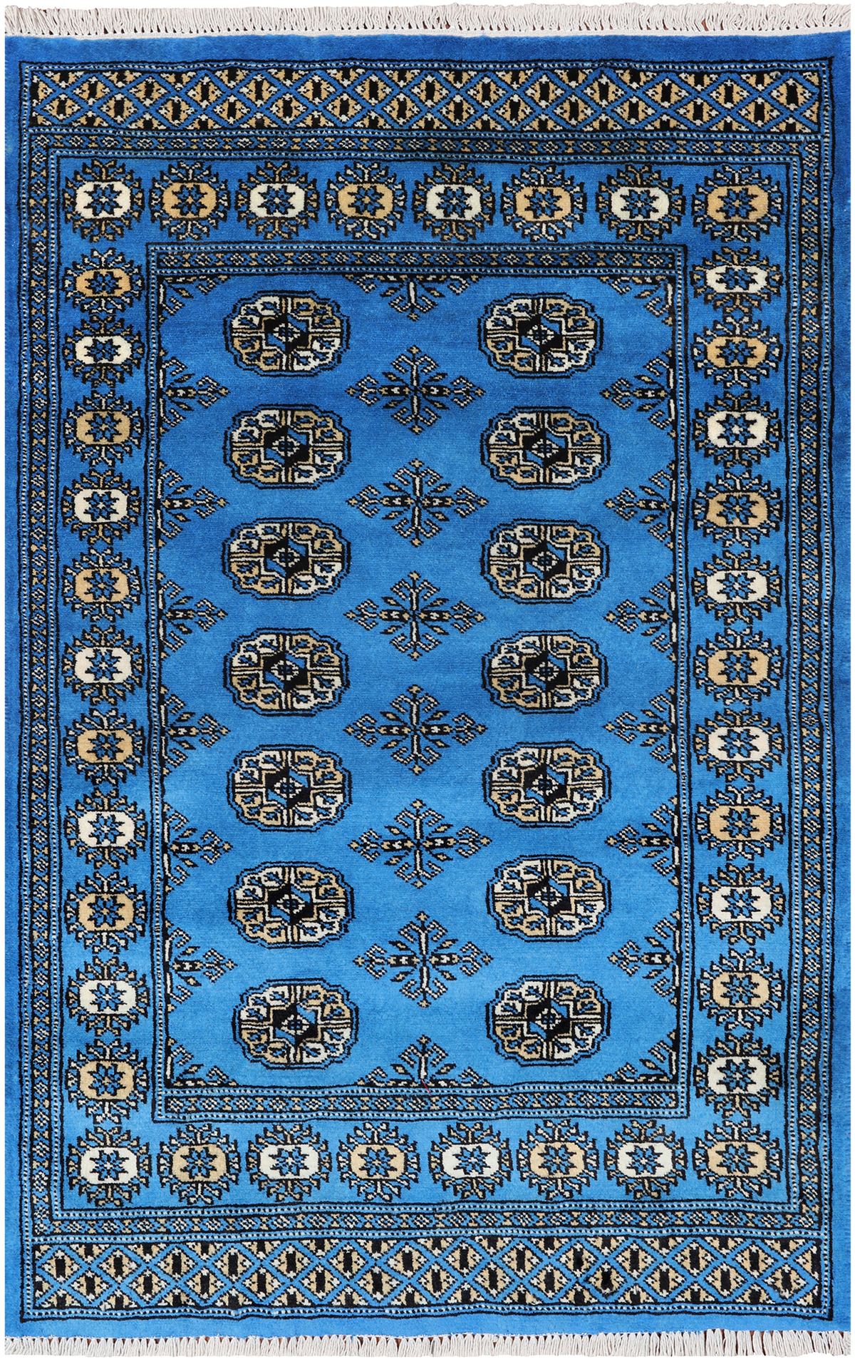 Blue Bokhara Hand-Knotted Wool Rug - 3' 1" X 4' 10"