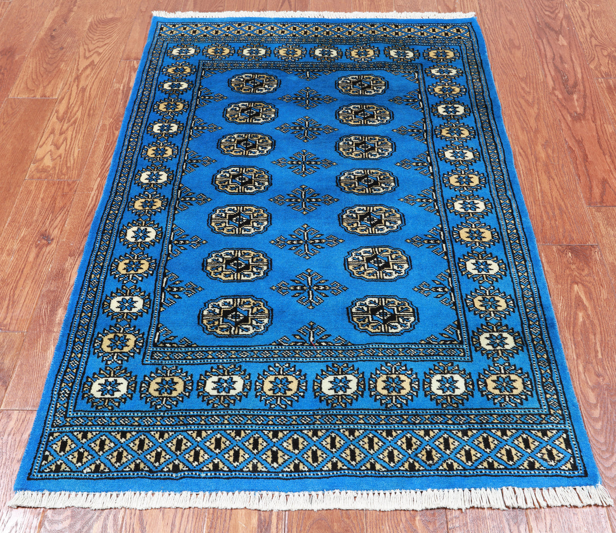 Blue Bokhara Hand-Knotted Wool Rug - 3' 1" X 4' 10"