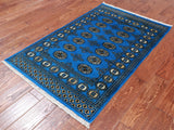 Blue Bokhara Hand-Knotted Wool Rug - 3' 1" X 4' 10"
