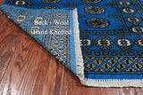 Blue Bokhara Hand-Knotted Wool Rug - 3' 1" X 4' 10"