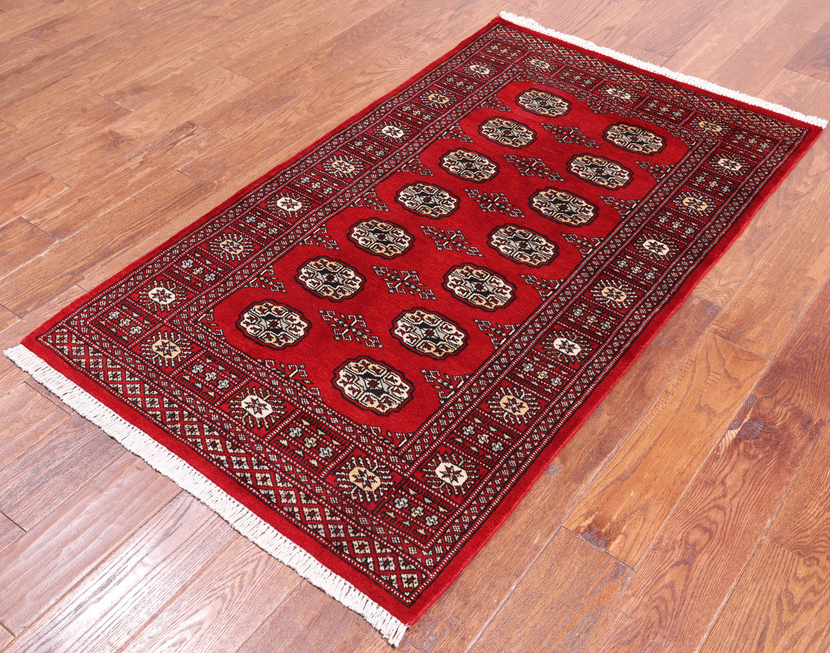 Red Bokhara Handmade Wool Rug - 3' 0" X 5' 3"