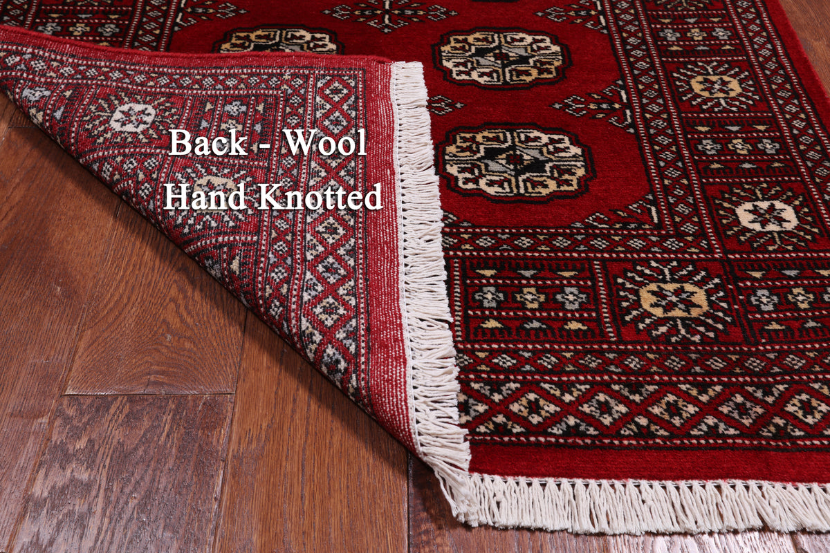 Red Bokhara Handmade Wool Rug - 3' 0" X 5' 3"