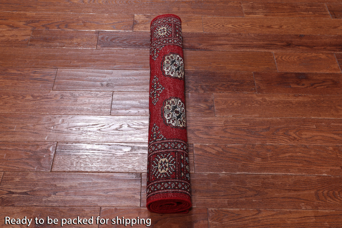 Red Bokhara Handmade Wool Rug - 3' 0" X 5' 3"