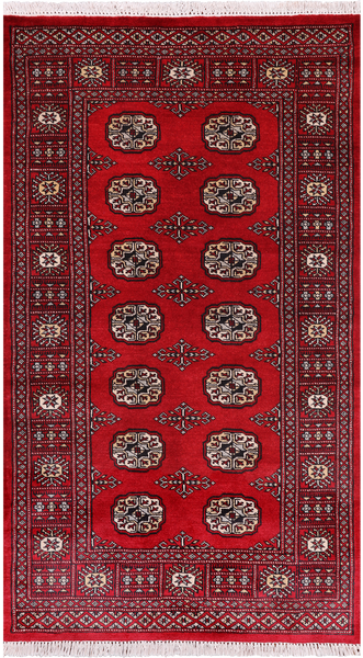 Red Bokhara Handmade Wool Rug - 3' 0" X 5' 3"