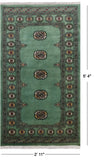Green Bokhara Hand Knotted Wool Rug - 2' 11" X 5' 4"