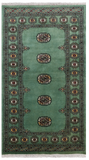 Green Bokhara Hand Knotted Wool Rug - 2' 11" X 5' 4"