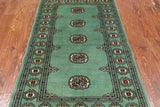 Green Bokhara Hand Knotted Wool Rug - 2' 11" X 5' 4"
