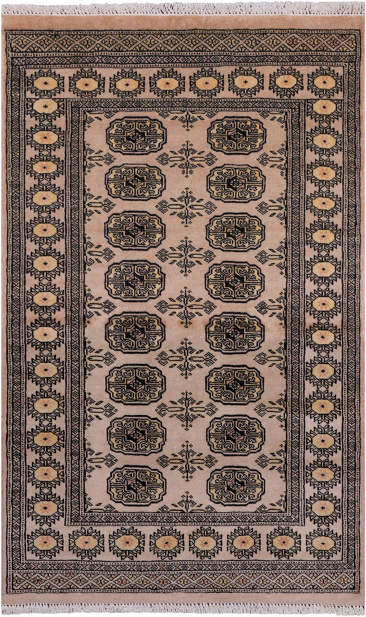Ivory Bokhara Handmade Wool Rug - 3' 0" X 5' 0"