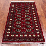 Red Bokhara Hand-Knotted Wool Rug - 3' 1" X 5' 5"