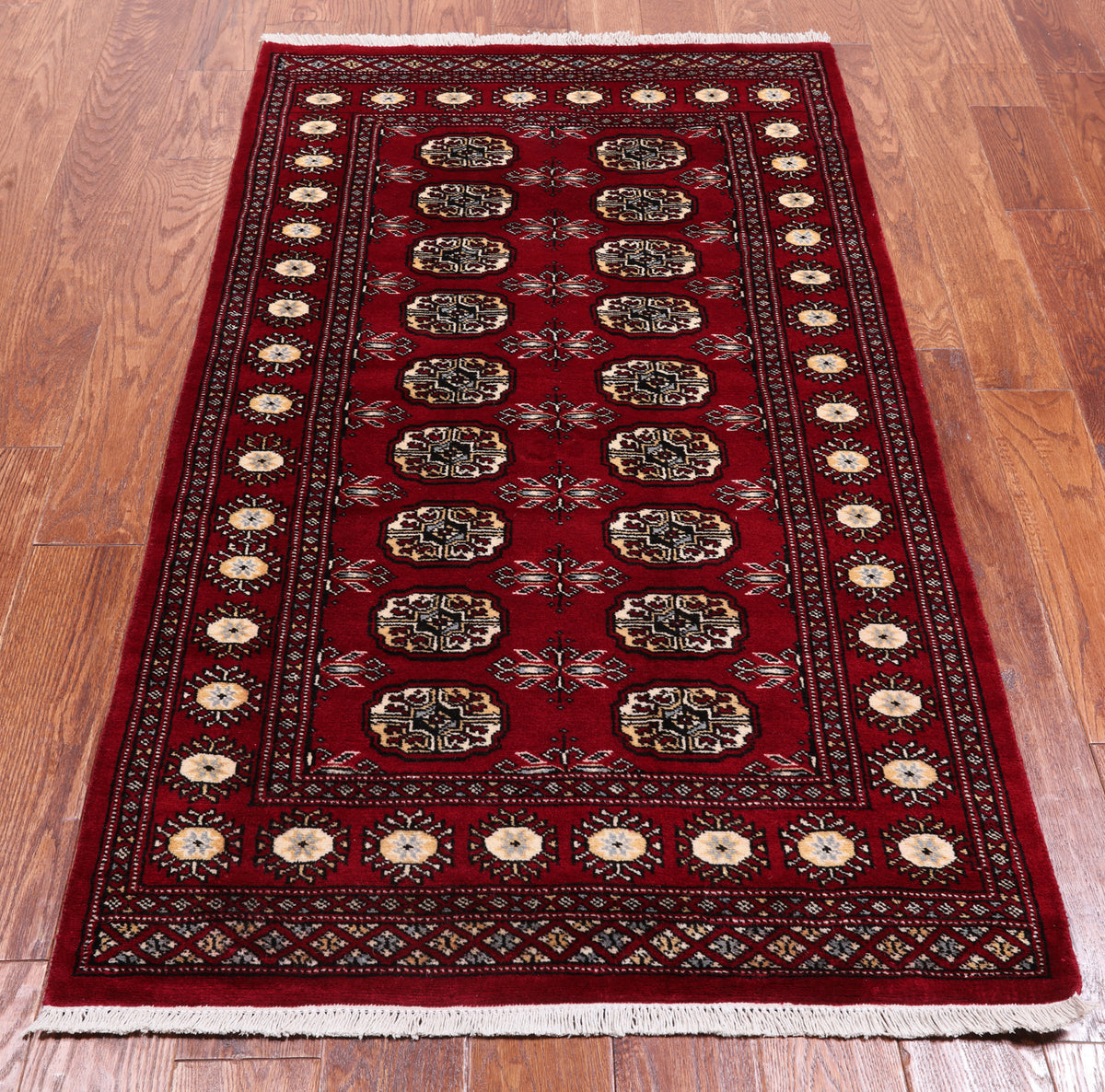 Red Bokhara Hand-Knotted Wool Rug - 3' 1" X 5' 5"