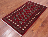 Red Bokhara Hand-Knotted Wool Rug - 3' 1" X 5' 5"
